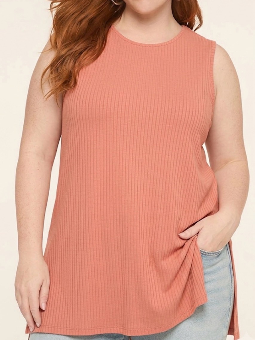 J.Jill Wearever Collection Ribbed Sleeveless Tunic Or Dress - Salmon Pink - Xl